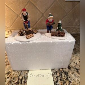 Department 56 “Chopping Firewood” – Snow Village Accessory – Retired Set
